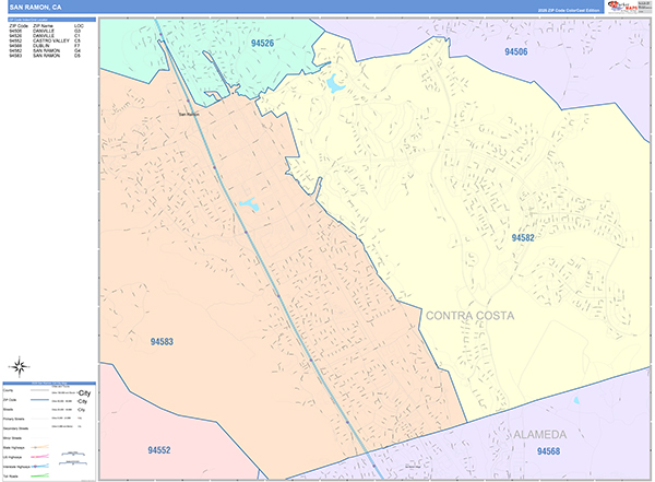 San Ramon Map Color Cast Style